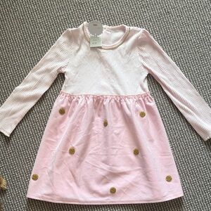 Mud Pie Pink and White Dress with Gold Details